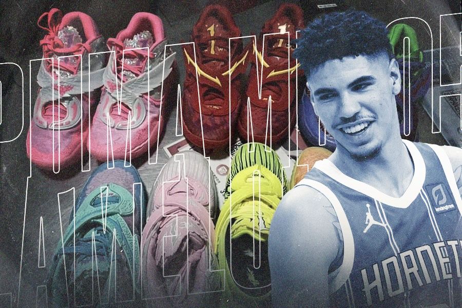 Sepatu khas teranyar bintang NBA dan Charlotte Hornets, LaMelo Ball, Puma MB.05, akan diluncurkan bulan depan. (M. Yusuf/Skor.id)