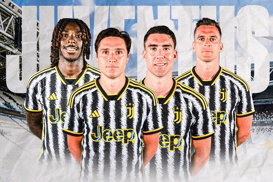 Penyerang Juventus, Moise Kean, Federico Chiesa, Dusan Vlahovic, dan Arkadiusz Milik. (Dede Sopatal Mauladi/Skor.id).