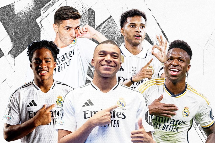 Endrick, Brahim Diaz, Rodrygo Goes, Vinicius Junior, dan Kylian Mbappe (Rahmat Ari Hidayat/Skor.id).