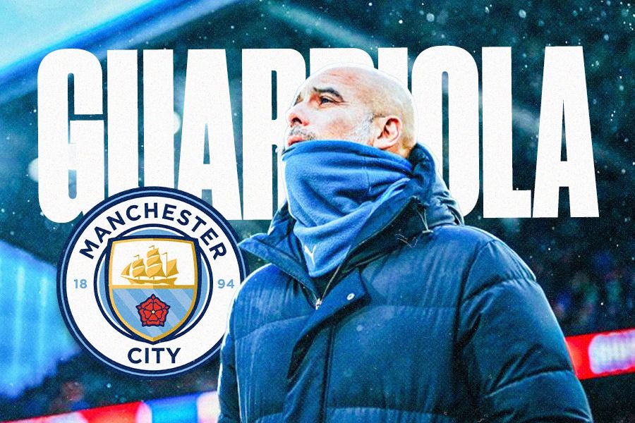 Pelatih Manchester City, Pep Guardiola. (Dede Sopatal Mauladi/Skor.id).