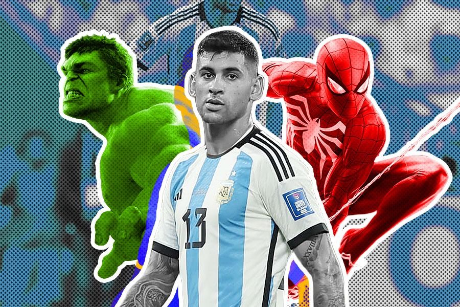 Performa bek Argentina Cristian Romero dinilai mirip karakter Hulk dan Spiderman (Hendy AS/Skor.id).