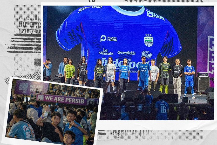 Persib Bandung meluncurkan jersey untuk mengarungi Liga 1 2024-2025. (Rahmat Ari Hidayat/Skor.id)