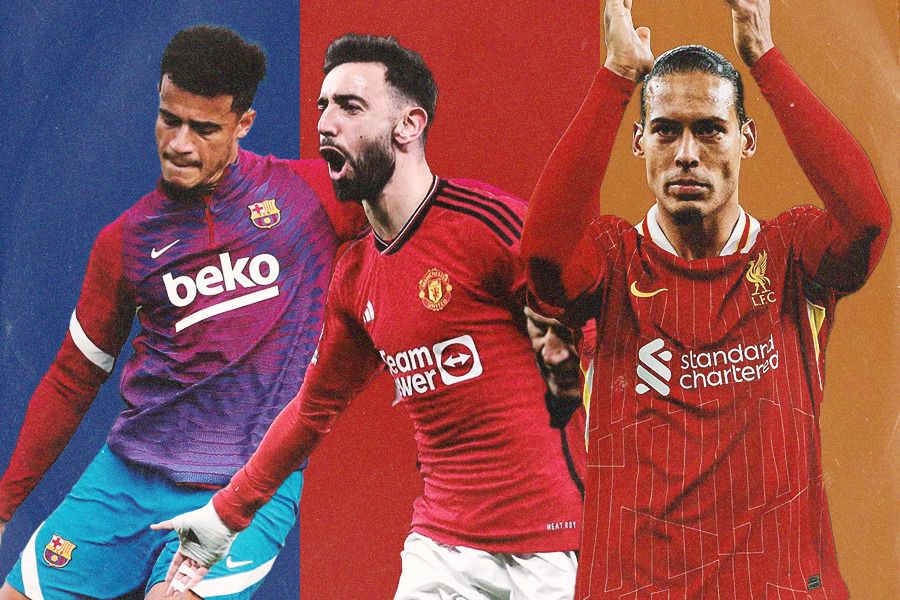 Philippe Coutinho, Bruno Fernandes, dan Virgil van Dijk, masuk transfer termahal bulan Januari. (Jovia Arnanda/Skor.id).