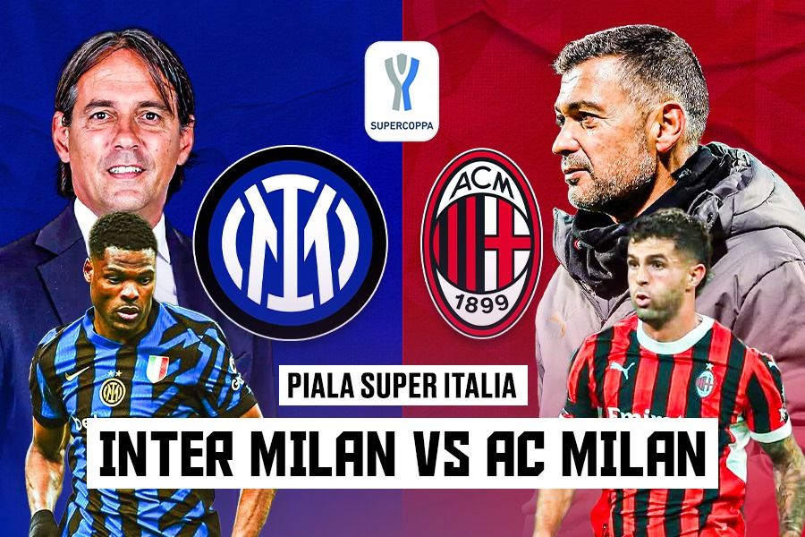 Laga Piala Super Italia antara Inter Milan vs AC Milan. (Dede Sopatal Mauladi/Skor.id)