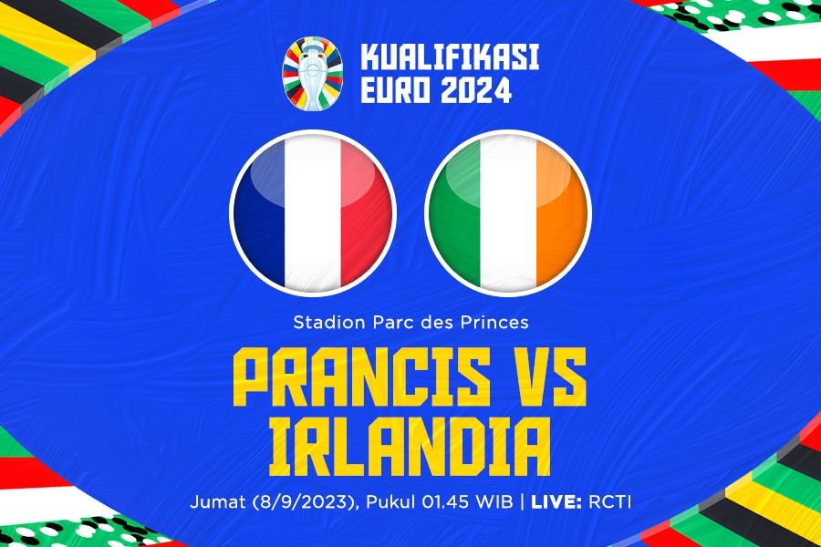 Prancis berhadapan dengan Irlandia di Kualifikasi Euro 2024. (Hendy AS/Skor.id)