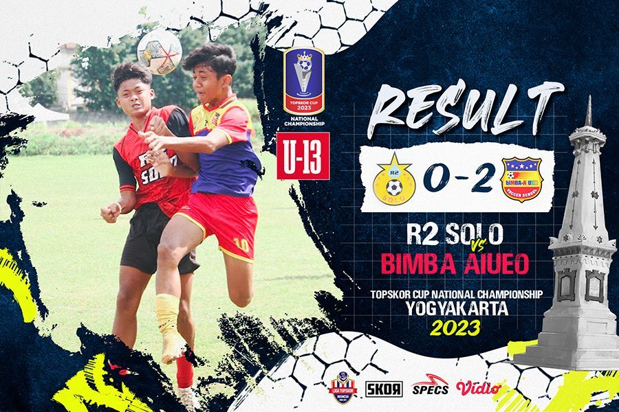 Bimba AIUEO berhasil mengalahkan R2 Solo pada babak perempat final TCNC U-13 2023. (Rahmat Ari Hidayat/Liga TopSkor)