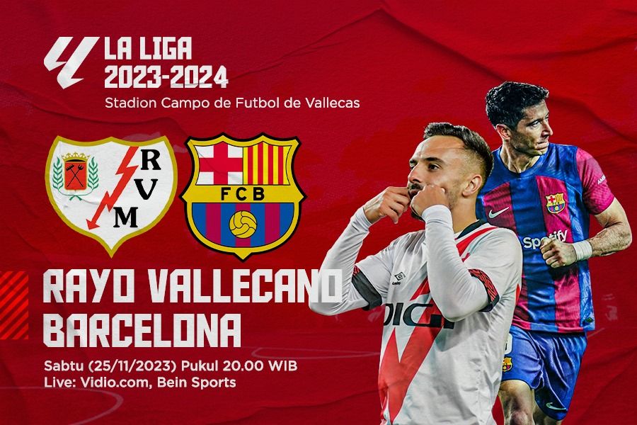 Pertandingan La Liga (Liga Spanyol) 2023-2024 antara Rayo Vallecano vs Barcelona. (Rahmat Ari Hidayat/Skor.id).
