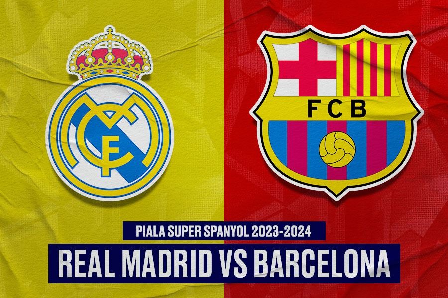 Piala Super Spanyol 2023-2024 menampilkan laga El Clasico antara Real Madrid vs Barcelona. (Yusuf/Skor.id).