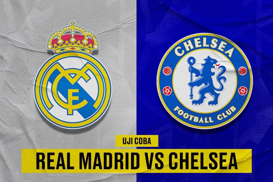 Laga uji coba Real Madrid vs Chelsea. (Yusuf/Skor.id).