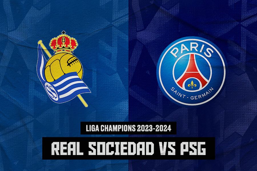 Laga Real Sociedad vs Paris Saint-Germain di Liga Champions 2023-2024. (Jovi Arnanda/Skor.id).