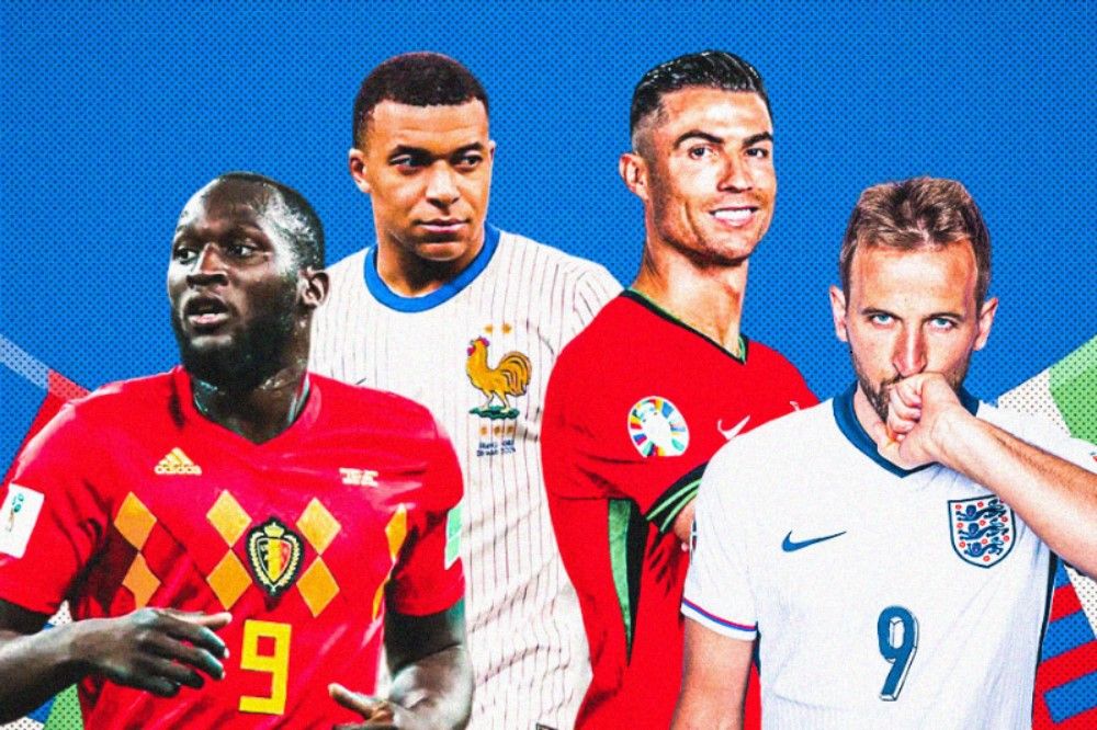 Romelu Lukaku, Kylian Mbappe, Cristiano Ronaldo, dan Harry Kane. (Hendy Andika/Skor.id).