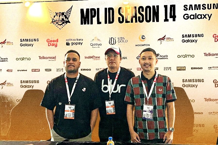 Ki-Ka: Muhammad Haris Co- Founder of Erigo & Director of Partnerships & Business Development, Richard ryan - director of sales marketing rsv helmets, Fauzan Alpha Head of BD Moonton Esports Indonesia (Dayat/SKOR.id)