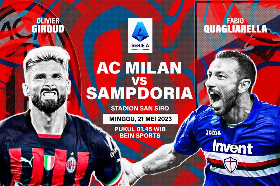 Laga Sampdoria vs AC Milan di Liga Italia. (Dede Mauladi/Skor.id)