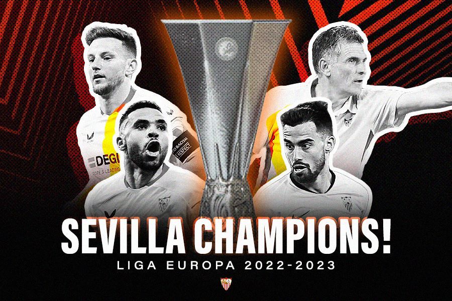 Sevilla tampil sebagai juara Liga Europa 2022-2023 setelah mengalahkan AS Roma lewat adu penalti. (Hendy AS/Skor.id)