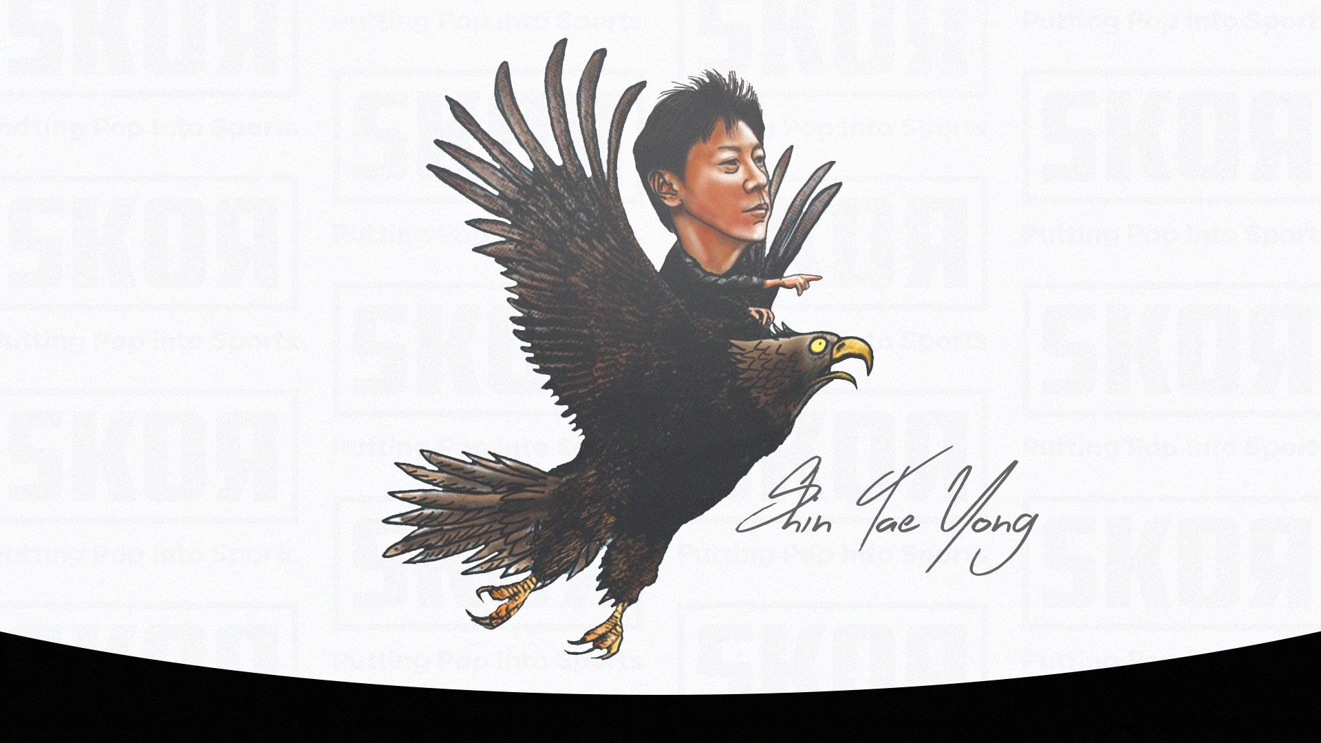 Karikatur Shin Tae-yong sedang menukangi Garuda. (Skor.id/Abdul Rohim)