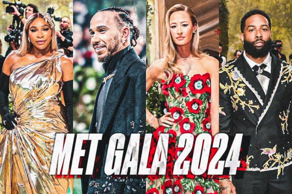 Kiri ke kanan: Serena Williams, Lewis Hamilton, Nelly Korda, dan Odell Beckham Jr saat menghadiri Met Gala 2024 (Hendy Andika/Skor.id).