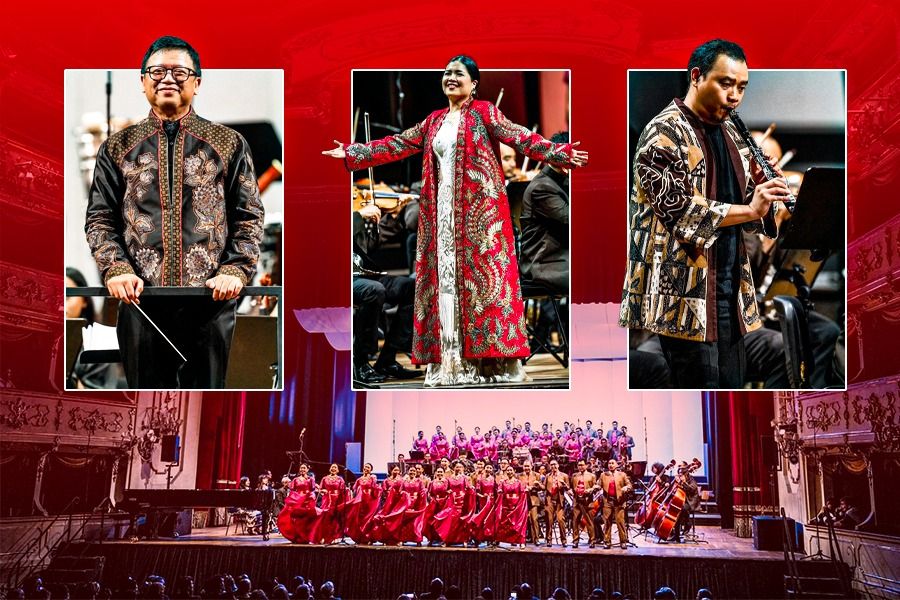 Inilah aksi Jakarta Concert Orchestra dalam pertunjukan di Kota Como yang juga disponsori Como 1907 (Rahmat Ari Hidayat/Skor.id).