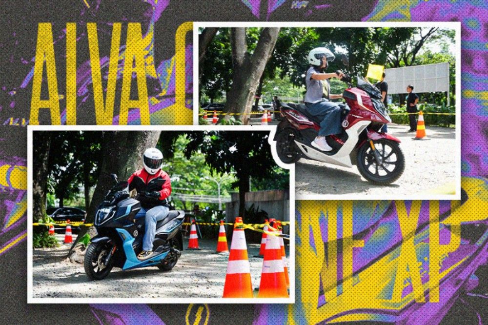 Suasana test ride motor listrik Alva One XP Rabu (6/3/2024) pagi di kawasan Tangerang (Hendy Andika/Skor.id).