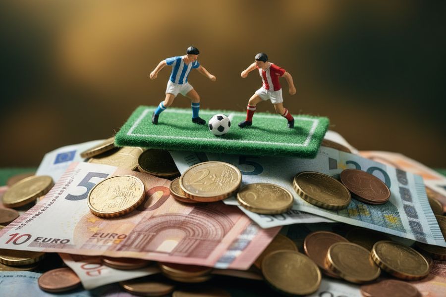 Ilustrasi judi sepak bola. (Grafis: Deni Sulaeman/Skor.id)