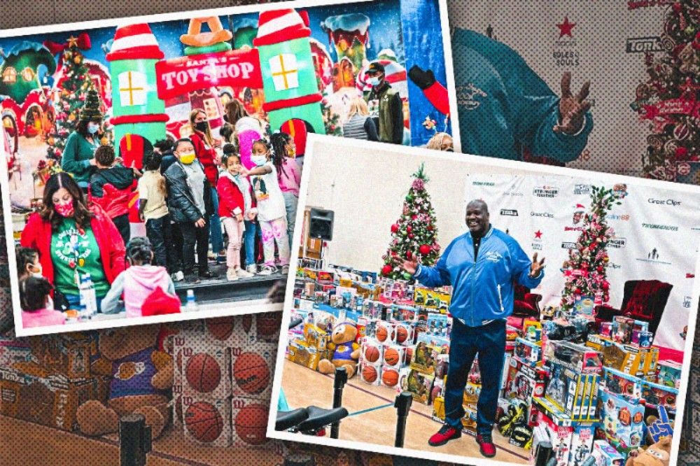 Legenda NBA Shaquille O'Neal merayakan Natal tahun ini bersama anak-anak kurang mampu di salah satu sekolah dasar di Atlanta, Amerika Serikat (Hendy Andika/Skor.id).