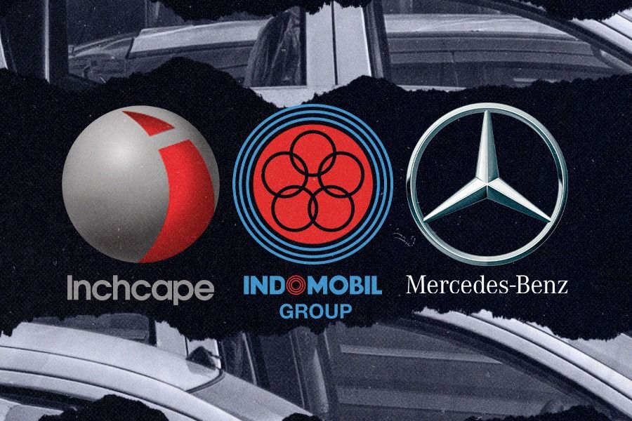Logo Inchcape, Indomobil Group, dan Mercedes-Benz (Dede Mauladi/Skor.id).