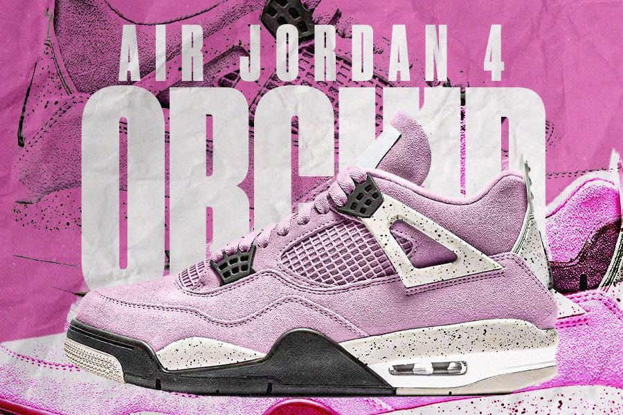 Gambar bocoran sneaker Air Jordan 4 "Orchid" yang akan rilis Oktober 2024 (Dede Sopatal Mauladi/Skor.id).