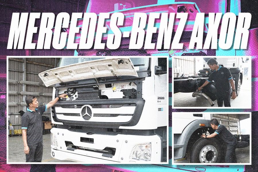 Pengecekan truk Mercedes-Benz Axor (Yusuf/Skor.id).