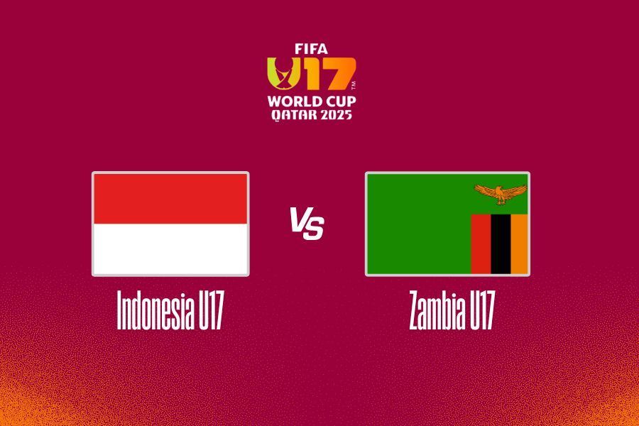 Timnas U-17 Indonesia (Indonesia U-17) vs Zambia U-17 di Piala Dunia U-17 2025. (Grafis: Deni Sulaeman/Skor.id)