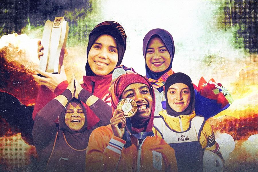 Nurul Akmal, Rajiah Sallsabillah, Sifan Hassan, Diananda Choirunnisa, dan Sarah Chaari tampil di Olimpiade 2024 Paris (Yusuf/Skor.id).