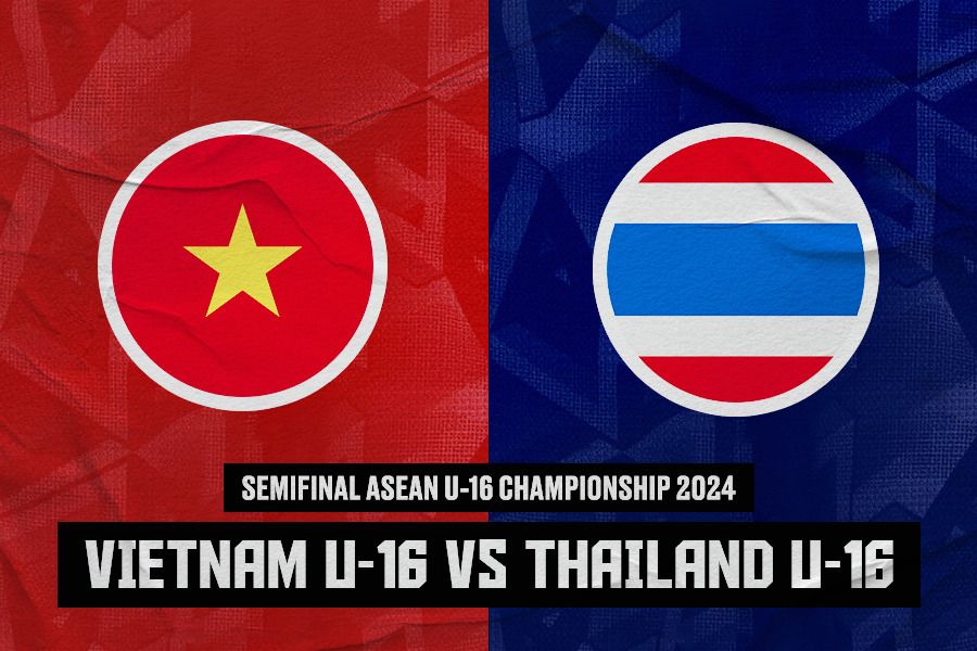 Vietnam U-16 vs Thailand U-16. (Jovi Arnanda/Skor.id)