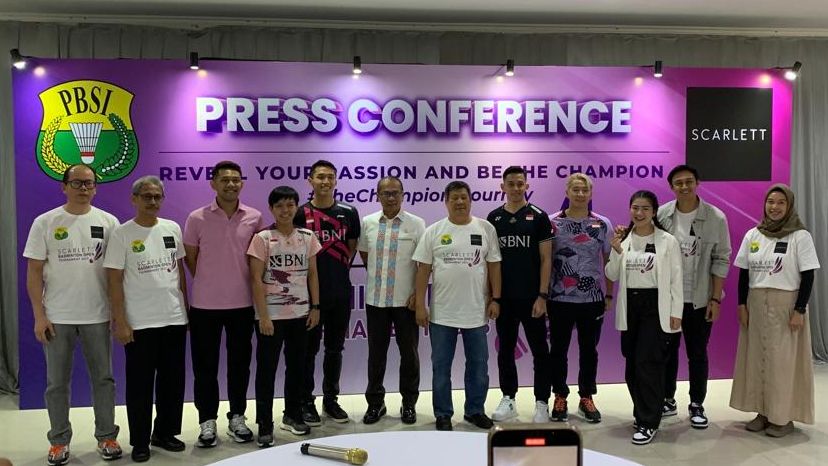Konferensi Pers Scarlett Badminton Open Tournament 2023. (Arin/Skor.id)