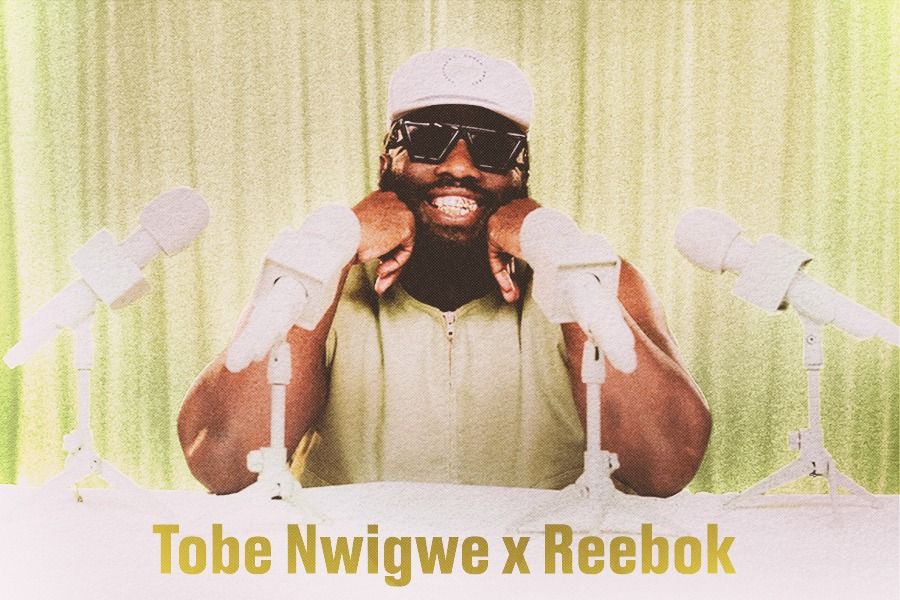 Musisi rap Tobe Nwigwe saat umumkan kolaborasi dengan Reebok (Rahmat Ari Hidayat/Skor.id).