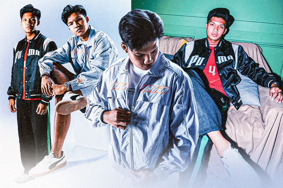 Bek Timnas Indonesia Kadek Arel Priyatna berpose sebagai model untuk merek apparel Puma (Dede Sopatal Mauladi/Skor.id).