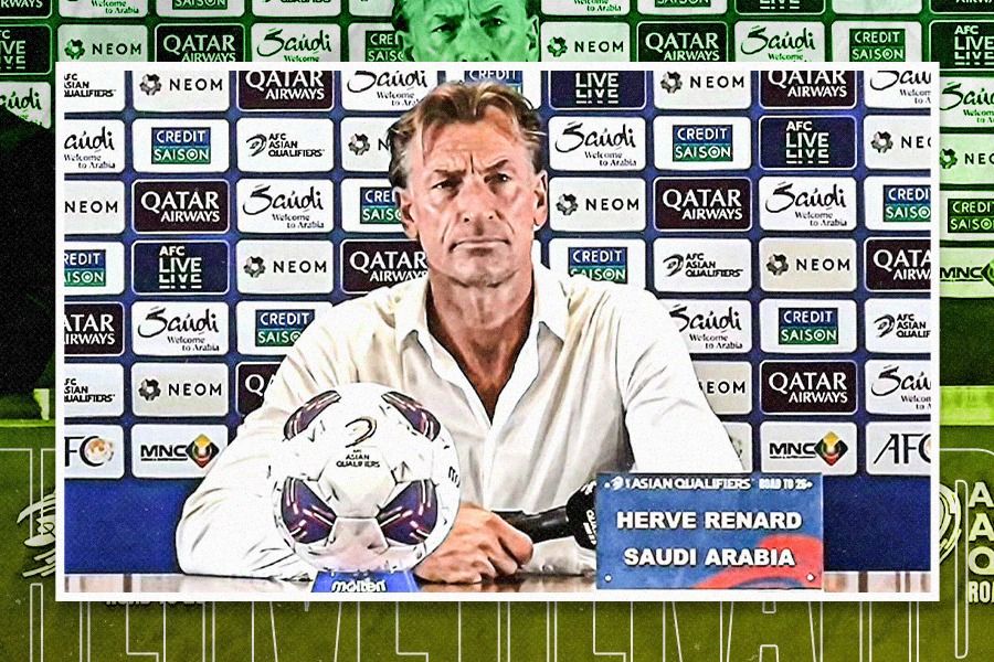 Pelatih Timnas Arab Saudi, Herve Renard. (Foto: Sumargo Pangestu/Grafis: Dede Sopatal Mauladi/Skor.id)