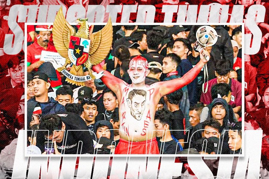 Suporter/Fans Timnas Indonesia. (Foto: Mario Sonatha/Grafis: Dede Sopatal Mauladi/Skor.id)