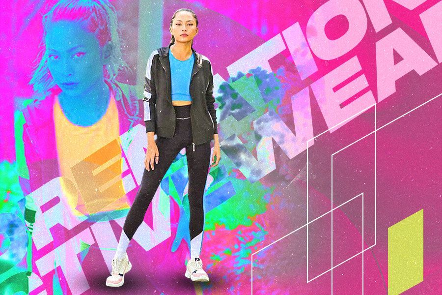 Model memeragakan salah satu produk Corenation Activewear (M. Yusuf/Skor.id).