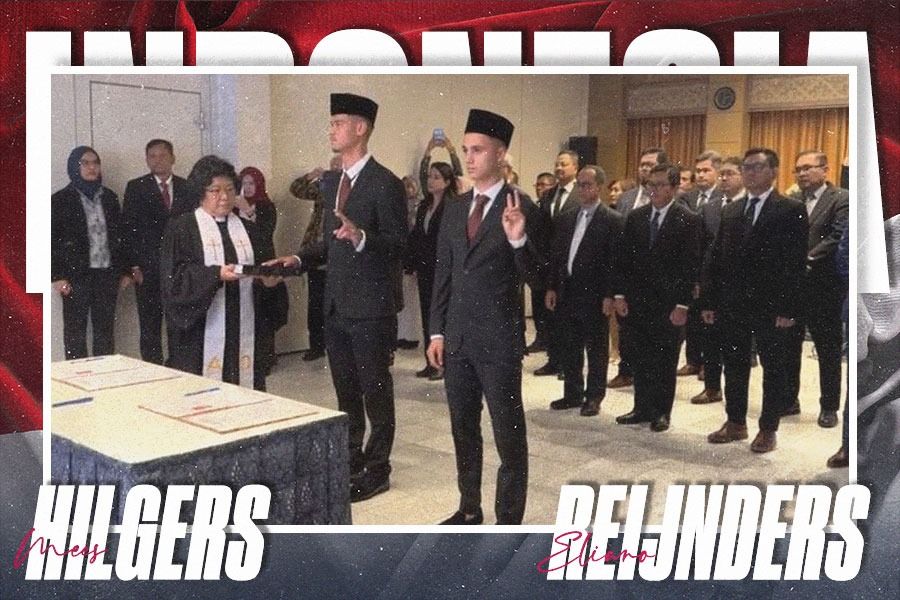 Mees Hilgers dan Eliano Reijnders sumpah WNI. (Foto: Dok. PSSI/Grafis: Yusuf/Skor.id)