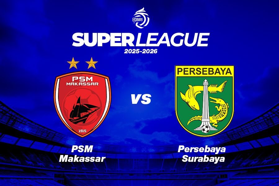 Cover PSM Makassar vs Persebaya Surabaya di Super League 2025-2026. (Grafis: Kevin Bagus Prinusa/Skor.id)
