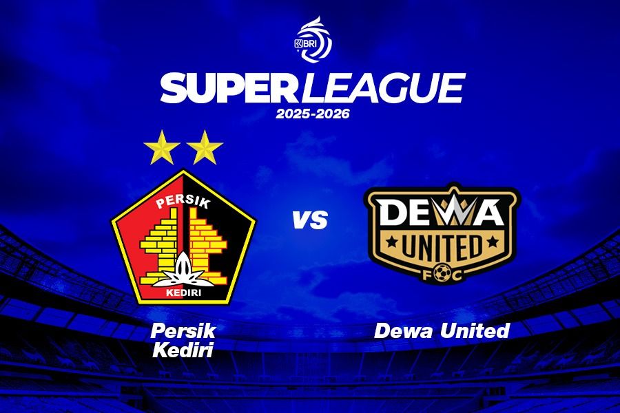 Dewa United vs Persik Kediri di Super League 2025-2026. (Grafis: Kevin Bagus Prinusa/Skor.id)