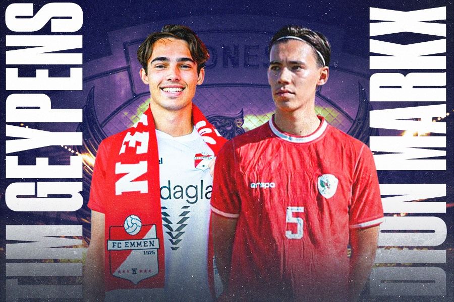 Tim Geypens dan Dion Markx, dua pemain yang akan dinaturalisasi untuk Timnas Indonesia U-20. (Yusuf/Skor.id)