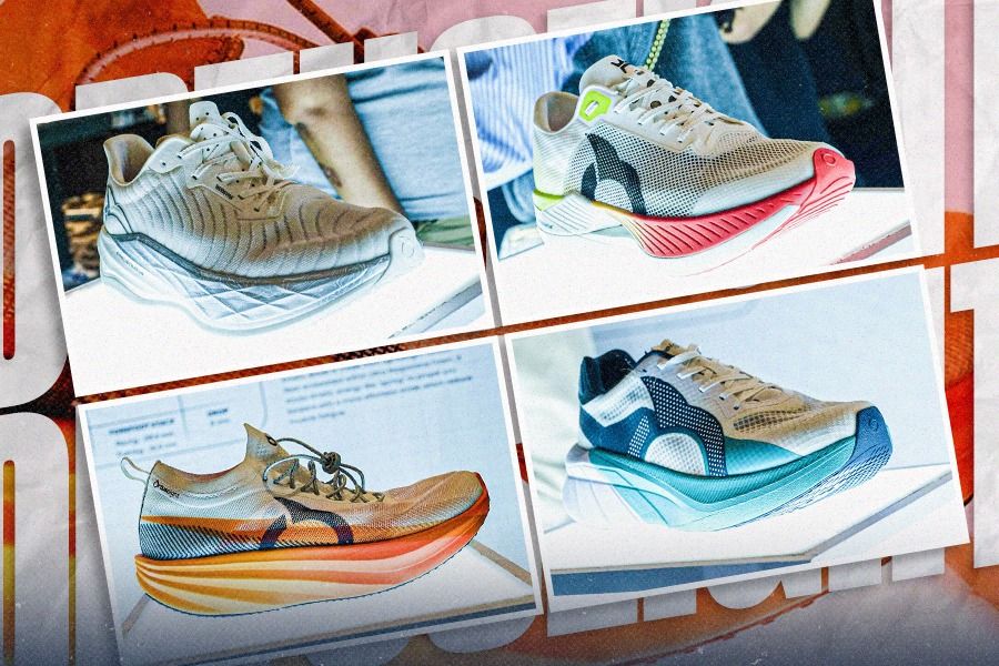 Sepatu lari Ortuseight terbaru, dari kiri arah jarum jam: Hypersonic 2.0, Lunar, Solar 1.1,dan Hyperfuse 3.0 (Dede Sopatal Mauladi/Skor.id).