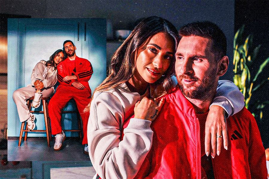 Lionel Messi dan istrinya, Antonela Roccuzzo, untuk kali pertama tampil bareng membintangi iklan Adidas Essentials (Dede Sopatal Mauladi/Skor.id).