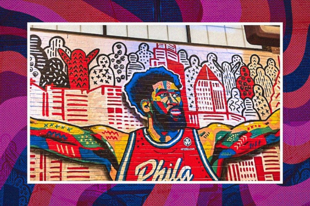 Mural Joel Embiid di Philadelphia (Hendy Andika/Skor.id).