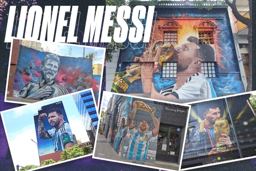 Mural-mural Lionel Messi terhampar di Buenos Aires (Yusuf/Skor.id).