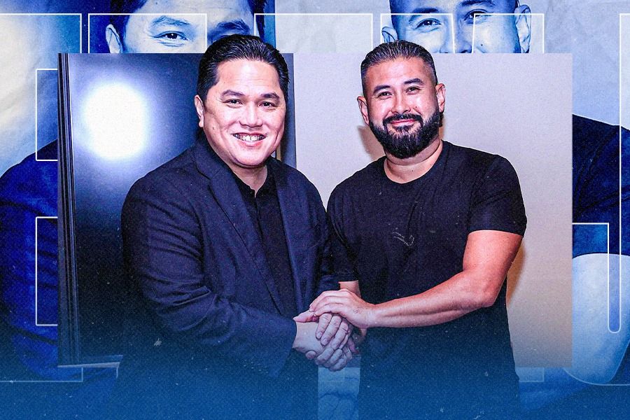 Erick Thohir dan Tunku Mahkota Johor. (Foto: Dok. PSSI/Grafis: Dede Sopatal Mauladi/Skor.id)