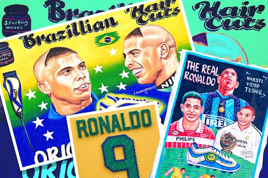 Karya seni lukisan memperingati 30 tahun Ronaldo Nazario mengawali karier (Yusuf/Skor.id).