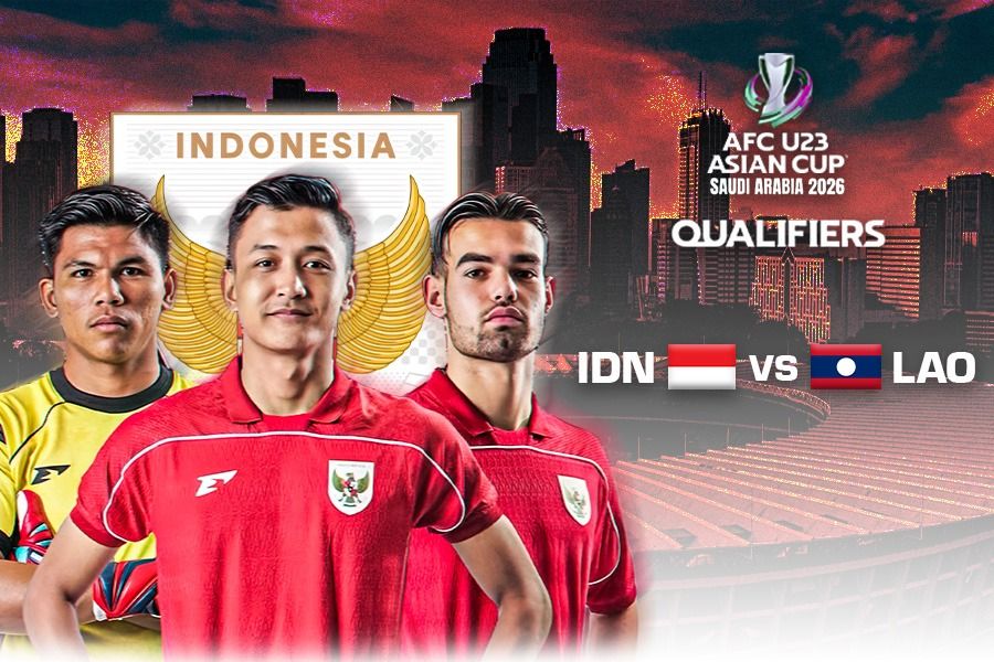 Timnas U-23 Indonesia (Indonesia U-23) vs Laos U-23 di Kualifikasi Piala Asia U-23 2026. (Grafis: Kevin Bagus Prinusa/Skor.id)