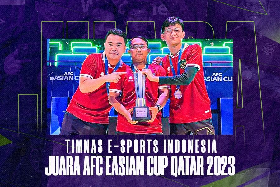 Timnas e-Sports Indonesia juara AFC eAsian Cup Qatar 2023. (Dede Sopatal Mauladi/Skor.id).
