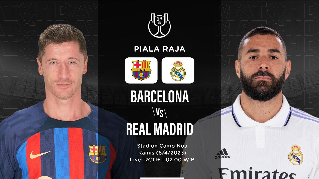 Laga Barcelona vs Real Madrid menampilkan Robert Lewandowski dan Karim Benzema (Hendy/Skor.id).