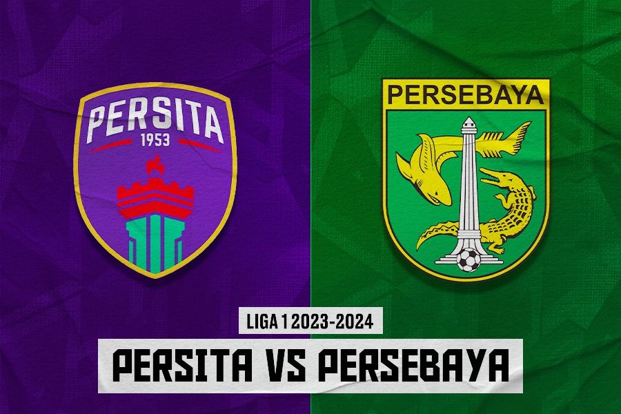 Cover pertandingan Persita Tangerang vs Persebaya Surabaya pada pekan ke-25 Liga 1 2023-2024. (Dede Sopatal Mauladi/Skor.id)
